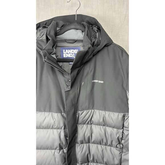 Excellent LANDS' END Expedition Down Puffer Jacket Mens Large Black - Picture 2 of 8